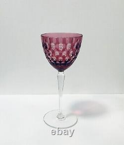 Set 4 Ajka Anita Blue Pink Yellow Green Cut To Clear Crystal Wine Glasses