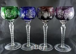 Set 4 Ajka Marsala Bohemian Crystal Cut To Clear Tall Wine Hock Glasses Goblets