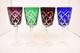Set 4 Bohemian Czech Cut To Clear Crystal Water Wine Glasses Goblets Multi Color