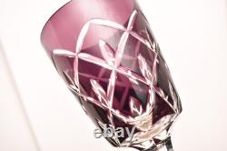 Set 4 Bohemian Czech Cut To Clear Crystal Water Wine Glasses Goblets Multi Color