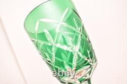 Set 4 Bohemian Czech Cut To Clear Crystal Water Wine Glasses Goblets Multi Color