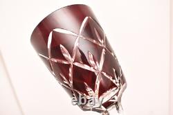 Set 4 Bohemian Czech Cut To Clear Crystal Water Wine Glasses Goblets Multi Color