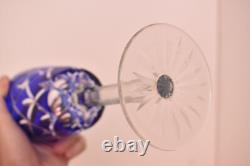 Set 4 Bohemian Czech Cut To Clear Crystal Water Wine Glasses Goblets Multi Color