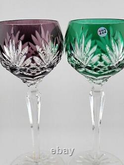 Set 4 Crystal Clear Industries Cut to Clear Colored Hock Wine Goblets Hungary