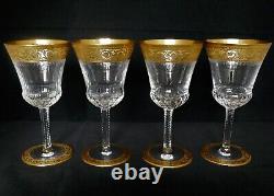 Set 4 ST. LOUIS CRYSTAL Thistle 7 Burgundy Wine Water Goblets Open Bandfoot