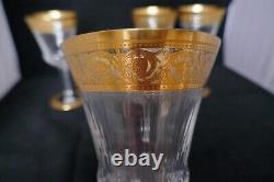 Set 4 ST. LOUIS CRYSTAL Thistle 7 Burgundy Wine Water Goblets Open Bandfoot