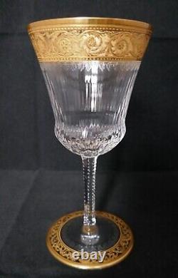 Set 4 ST. LOUIS CRYSTAL Thistle 7 Burgundy Wine Water Goblets Open Bandfoot