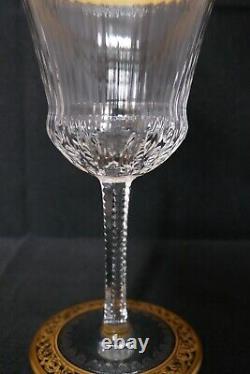 Set 4 ST. LOUIS CRYSTAL Thistle 7 Burgundy Wine Water Goblets Open Bandfoot