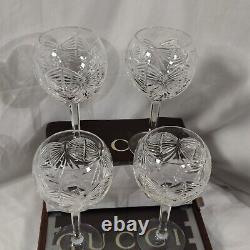 Set 4 Waterford Crystal Millenium Happiness Toasting Goblets Balloon Wine Glass