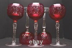 Set 5 Bayel Crystal Vineyard Grape Red Hock Wine Glasses Stems Cuto To Clear