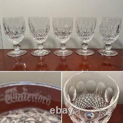 Set 5 Vtg WATERFORD CRYSTAL Colleen Short Stem 6 oz Claret Wine Glasses IRELAND