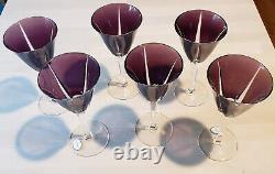 Set 6 Ajka Crystal Idelle Idette 8 Amethyst Wine Glasses FREE SHIPPING see PiC
