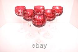Set 6 Bohemian Czech Cut To Clear Crystal Champagne Wine Glasses Goblet Red Hock
