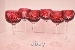 Set 6 Bohemian Czech Cut To Clear Crystal Champagne Wine Glasses Goblet Red Hock