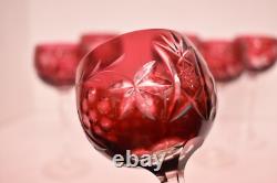 Set 6 Bohemian Czech Cut To Clear Crystal Champagne Wine Glasses Goblet Red Hock