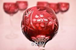 Set 6 Bohemian Czech Cut To Clear Crystal Champagne Wine Glasses Goblet Red Hock