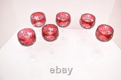Set 6 Bohemian Czech Cut To Clear Crystal Champagne Wine Glasses Goblet Red Hock