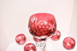 Set 6 Bohemian Czech Cut To Clear Crystal Champagne Wine Glasses Goblet Red Hock
