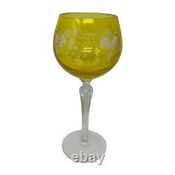 Set 6 Bohemian Czech Cut to Clear Crystal Hock Wine Glasses Goblet 7 1/4 Color