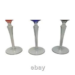 Set 6 Bohemian Czech Cut to Clear Crystal Hock Wine Glasses Goblet 7 1/4 Color