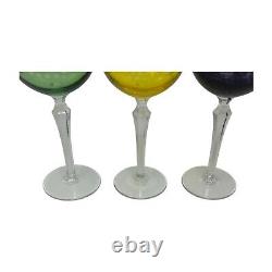 Set 6 Bohemian Czech Cut to Clear Crystal Hock Wine Glasses Goblet 7 1/4 Color