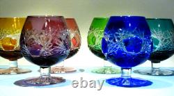Set 6 CAESAR CRYSTAL Liquor Brandy Glasses Hand Cut To Clear Snifter Czech Wine