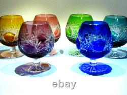 Set 6 CAESAR CRYSTAL Liquor Brandy Glasses Hand Cut To Clear Snifter Czech Wine
