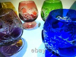 Set 6 CAESAR CRYSTAL Liquor Brandy Glasses Hand Cut To Clear Snifter Czech Wine