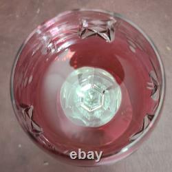 Set 6 Lausitzer LA15 Cut to Clear Crystal Hock Wine Glasses Cobalt- Pink Germany