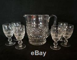 Set 6 Signed Waterford Crystal Colleen Sherry Port Wine Glasses + Pitcher