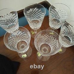 Set 6 WATERFORD Crystal ALANA Large 7 Water Goblets Wine Glasses Labels &Marked