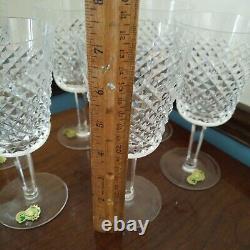 Set 6 WATERFORD Crystal ALANA Large 7 Water Goblets Wine Glasses Labels &Marked