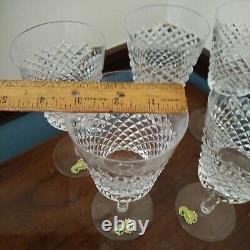 Set 6 WATERFORD Crystal ALANA Large 7 Water Goblets Wine Glasses Labels &Marked