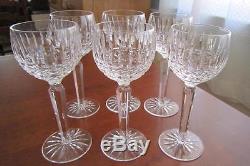 Set 6 Waterford Crystal Maeve Wine Hock Goblets Glasses 7.5 Free Ship