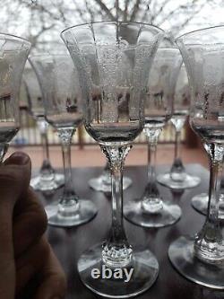 Set (6) Wine glasses 6 tall 2-1/2 oz, Etch #503, 5010 Heisey crystal Minuet