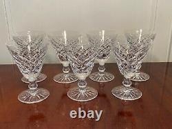 Set 7 Vintage WATERFORD CRYSTAL Adare Pattern 5.25 Claret Wine Glasses IRELAND