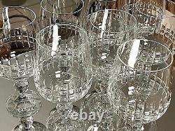 Set/ 8 BOHEMIA CRYSTAL Crystalex BELFAST 6.5 Water Goblets Wine Glass Ball Stem