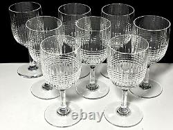 Set 8 Baccarat Crystal France Model Nancy Claret Wine Glasses 5.5 1920s