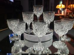 Set (8) Wine Claret glass, American Brilliant Cut Crystal Maple City Clark Z. B