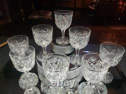 Set (8) Wine Claret glass, American Brilliant Cut Crystal Maple City Clark Z. B