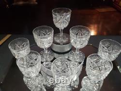 Set (8) Wine Claret glass, American Brilliant Cut Crystal Maple City Clark Z. B