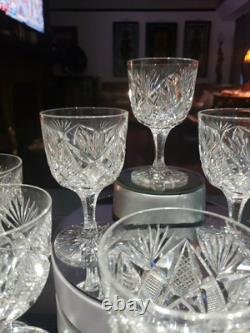 Set (8) Wine Claret glass, American Brilliant Cut Crystal Maple City Clark Z. B