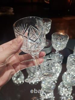 Set (8) Wine Claret glass, American Brilliant Cut Crystal Maple City Clark Z. B