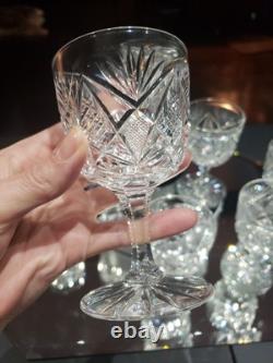 Set (8) Wine Claret glass, American Brilliant Cut Crystal Maple City Clark Z. B