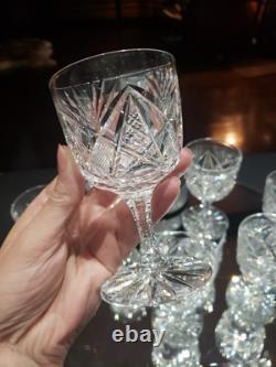 Set (8) Wine Claret glass, American Brilliant Cut Crystal Maple City Clark Z. B