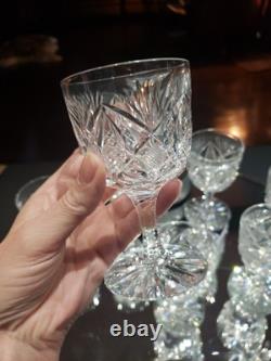 Set (8) Wine Claret glass, American Brilliant Cut Crystal Maple City Clark Z. B