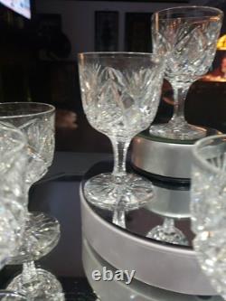 Set (8) Wine Claret glass, American Brilliant Cut Crystal Maple City Clark Z. B