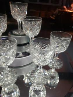 Set (8) Wine Claret glass, American Brilliant Cut Crystal Maple City Clark Z. B