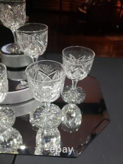 Set (8) Wine Claret glass, American Brilliant Cut Crystal Maple City Clark Z. B