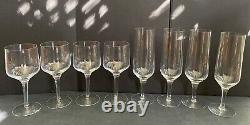 Set/8 vintage Orrefors Rhapsody Clear crystal wine(4) & champagne(4) glasses EUC